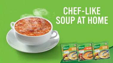 Knoor promotional image with the slogan ‘Chef-like Soup at Home’