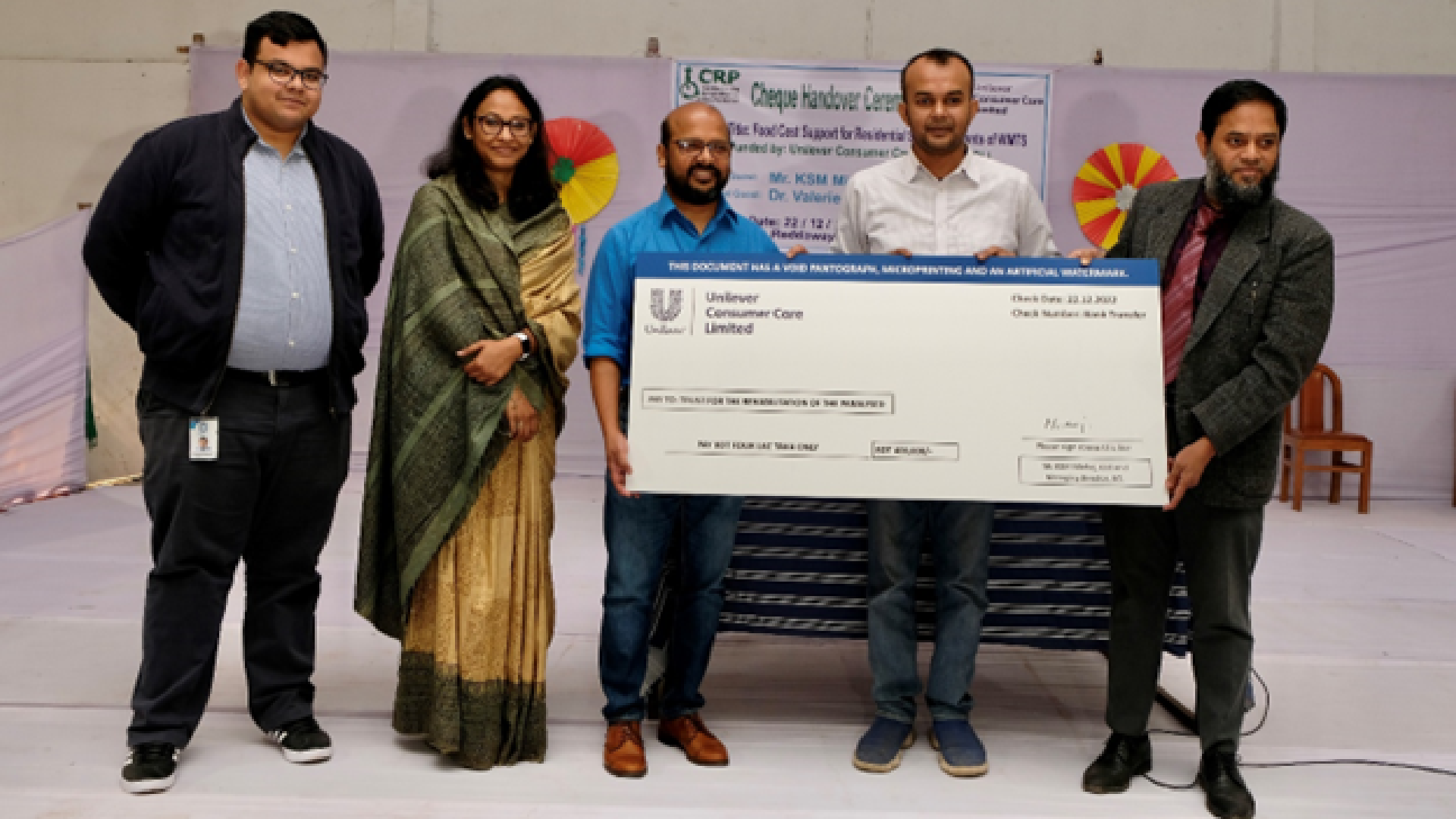 Cheque Handover Ceremony at Center for the Rehabilitation of the Paralysed (CRP)