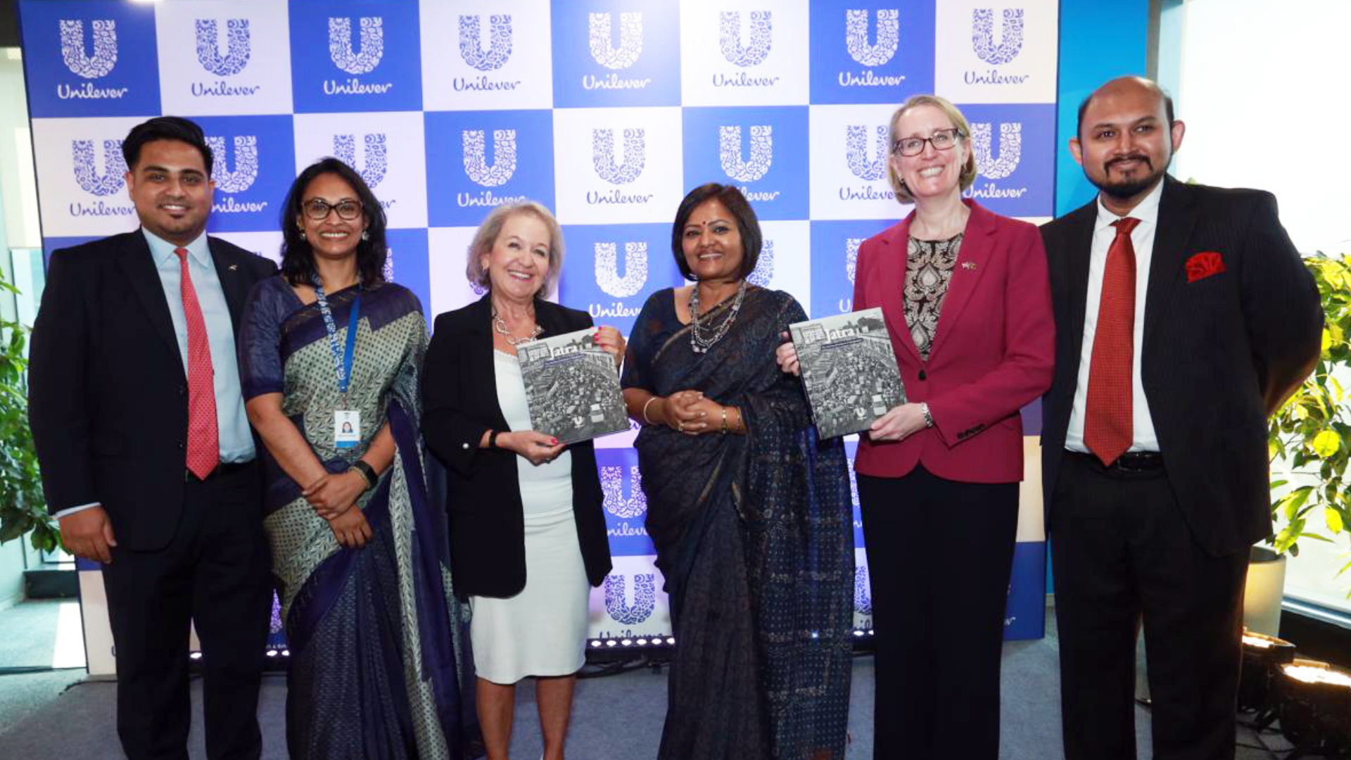 H. E Baroness Rosie Winterton and H.E Sarah Cooke receiving the Jatra publication from UBL Senior Leadership