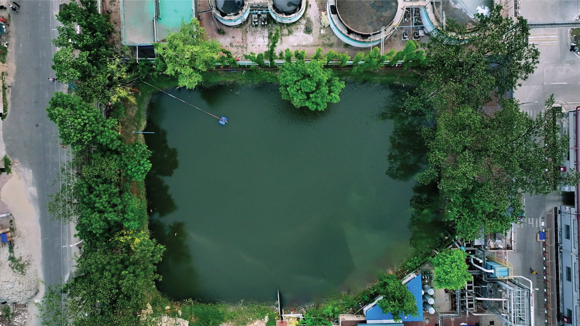 Aerial view of water reservoir at Kalurghat Factory